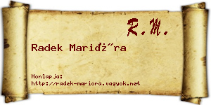 Radek Marióra névjegykártya